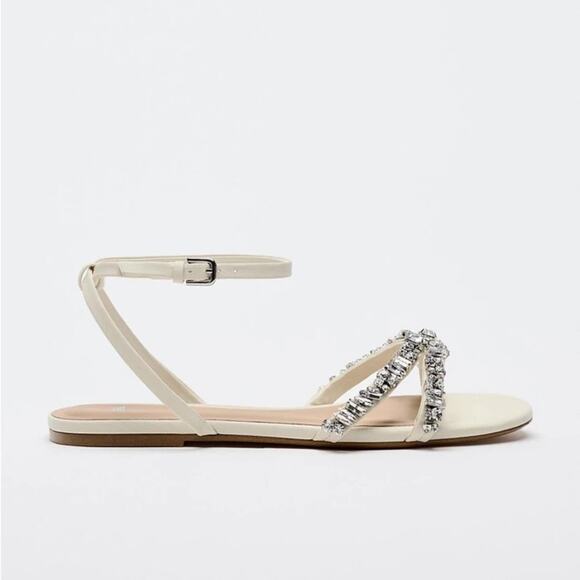 Zara Crystal Rhinestone Encrusted Embellished Sandals - Picture 6 of 13